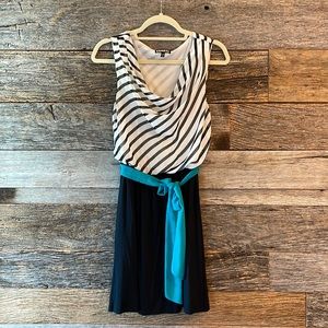 Black and white scoop neck dress